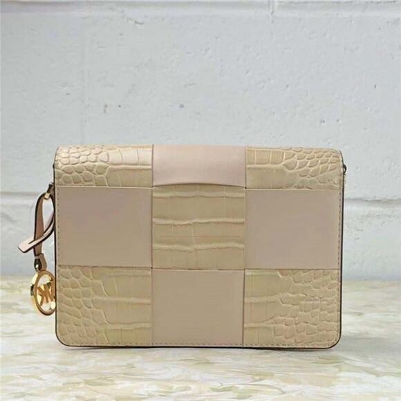 MICHAEL KORS 35T1GM9C1E MERCER SMALL CROCODILE EMBOSSED CROSSBODY IN BUFF - Picture 4 of 7